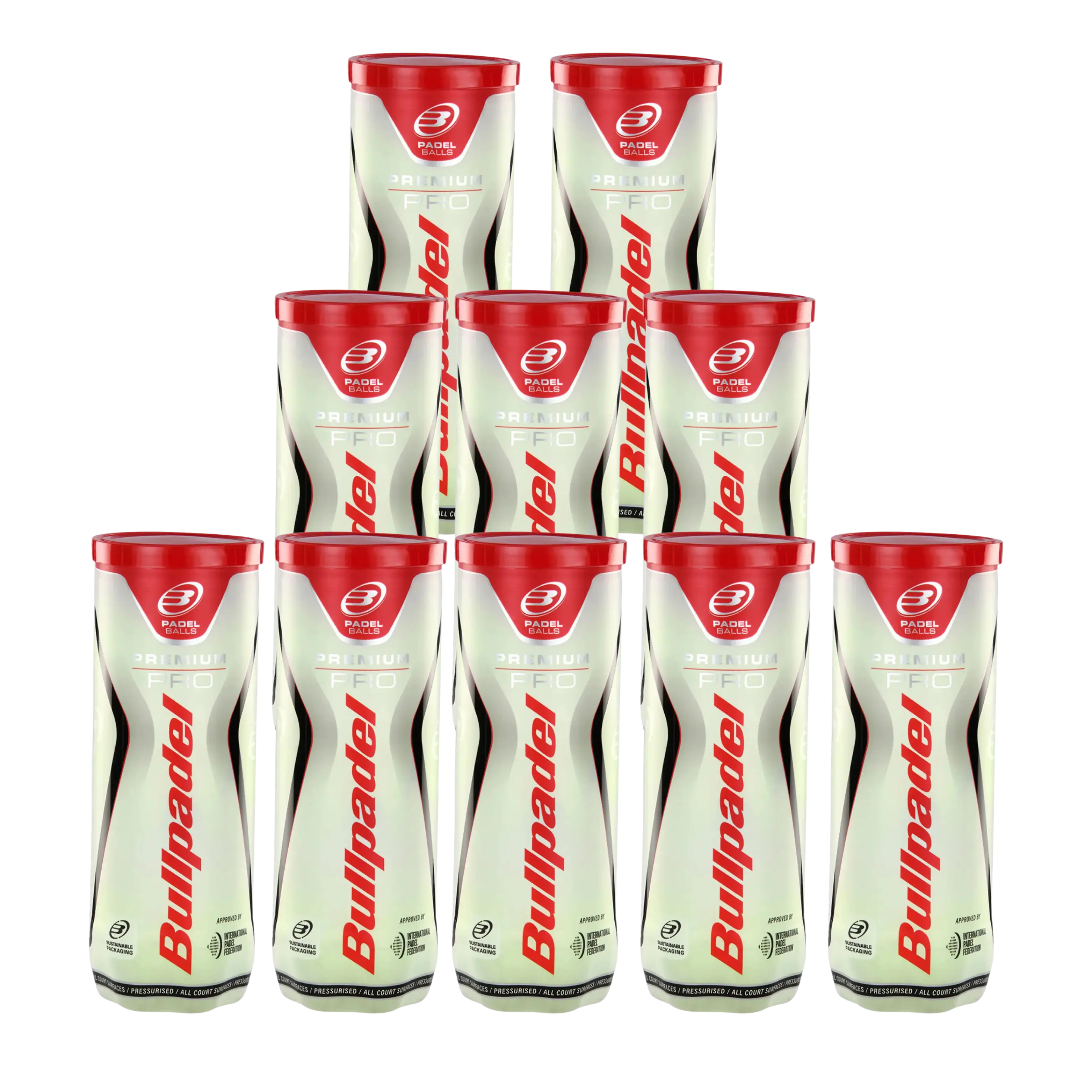 Bullpadel - Pack 10 tubes de balles de padel Bullpadel Premium Pro