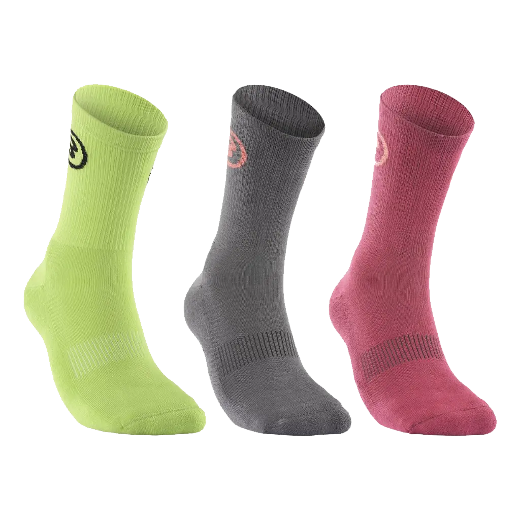 Bullpadel - Chaussettes de padel Tri-pack Jaune Gris Rouge (3 paires)