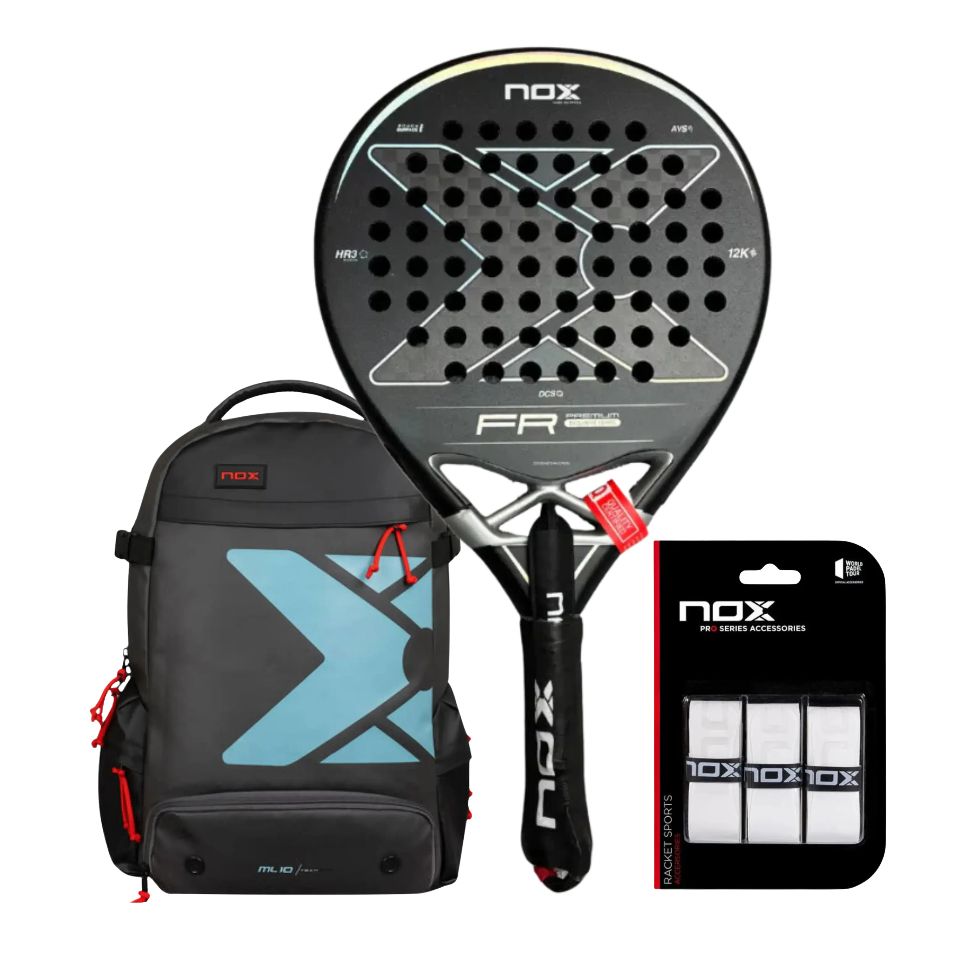 Pack Nox Raquette FR Elite + Sac à dos ML10 Noir + Surgrips Pro Blanc X3