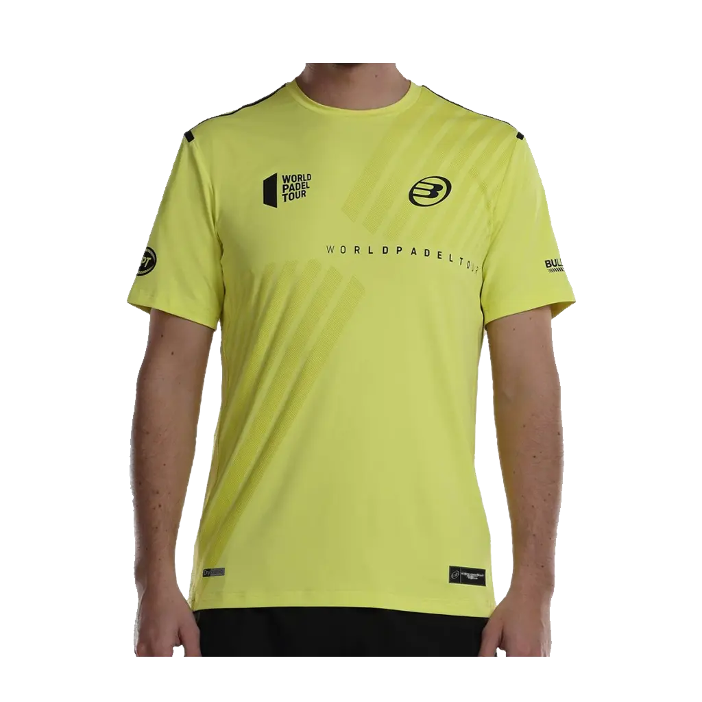 T shirt de padel Bullapdel Logro Jaune Par4 Padel