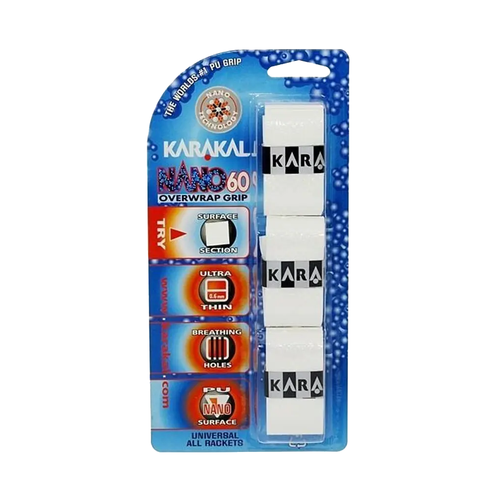 Karakal - Surgrips de padel Nano60 Blanc x3