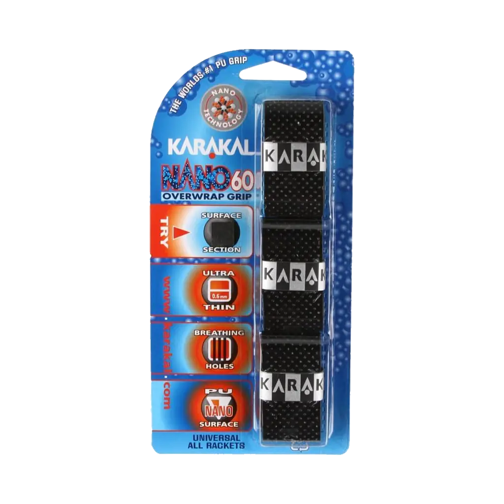 Karakal - Surgrips de padel Nano60 Noir x3