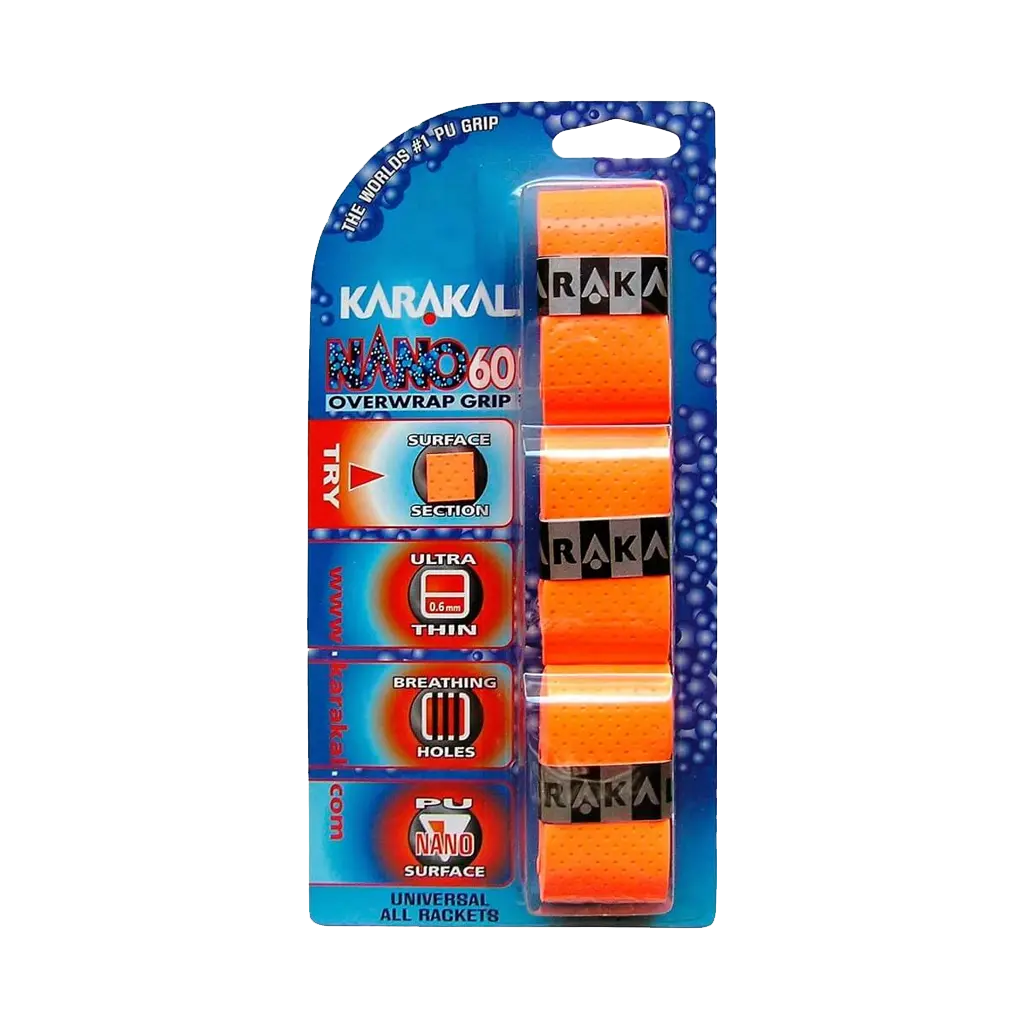 Karakal - Surgrips de padel Nano60 Orange x3