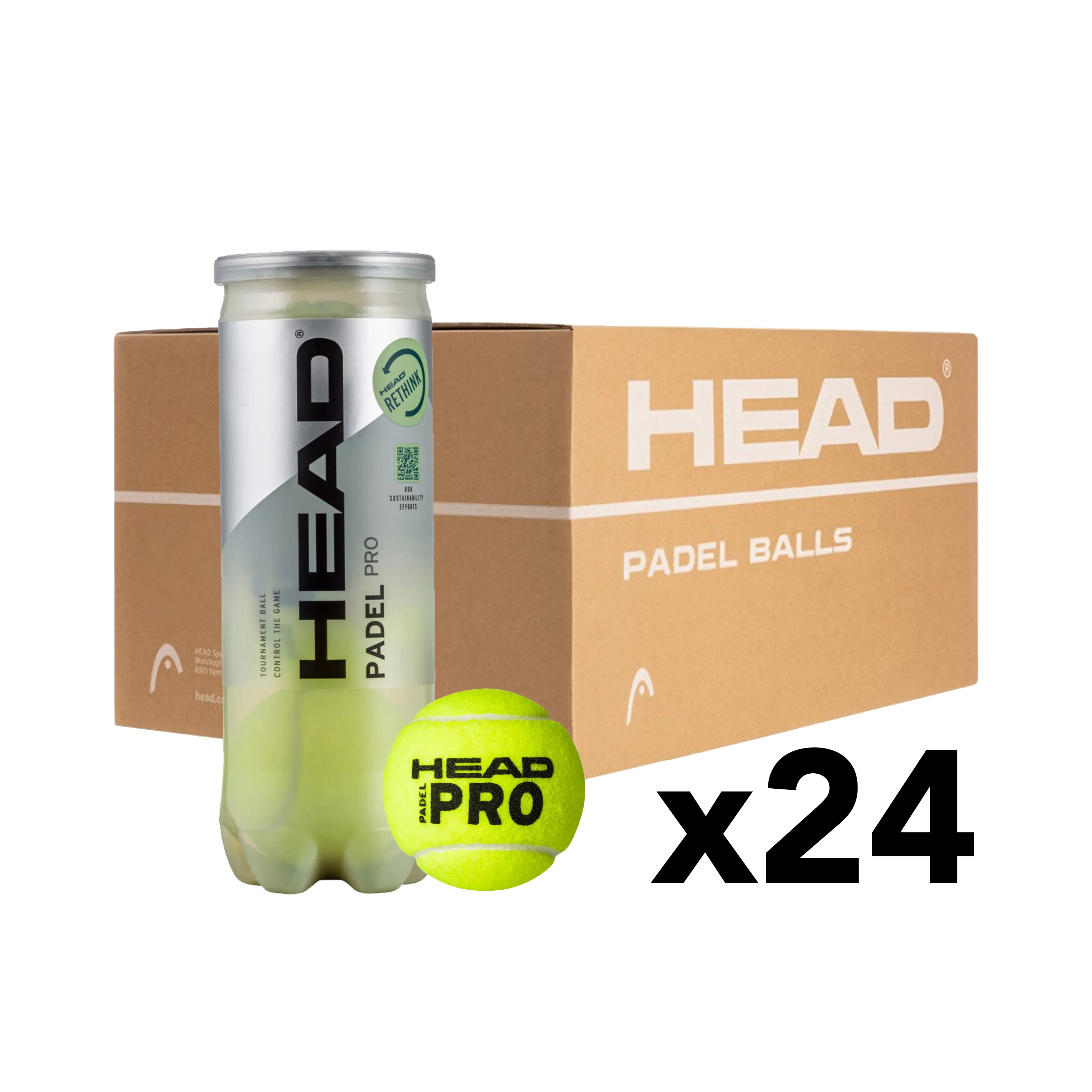 Head - Carton de 24 tubes de balles Head Padel Pro