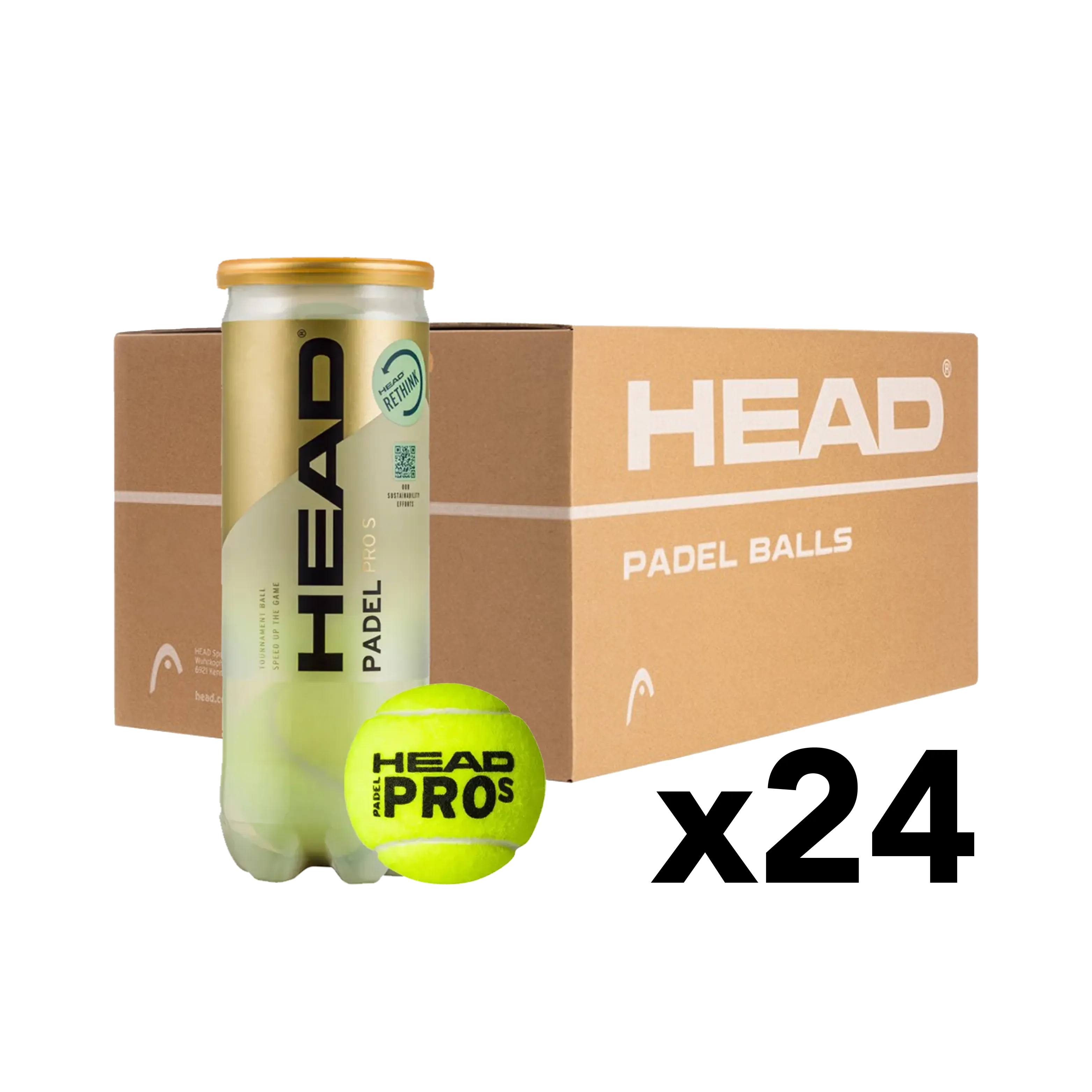 Head - Carton 24 tubes de balles Head Padel Pro S