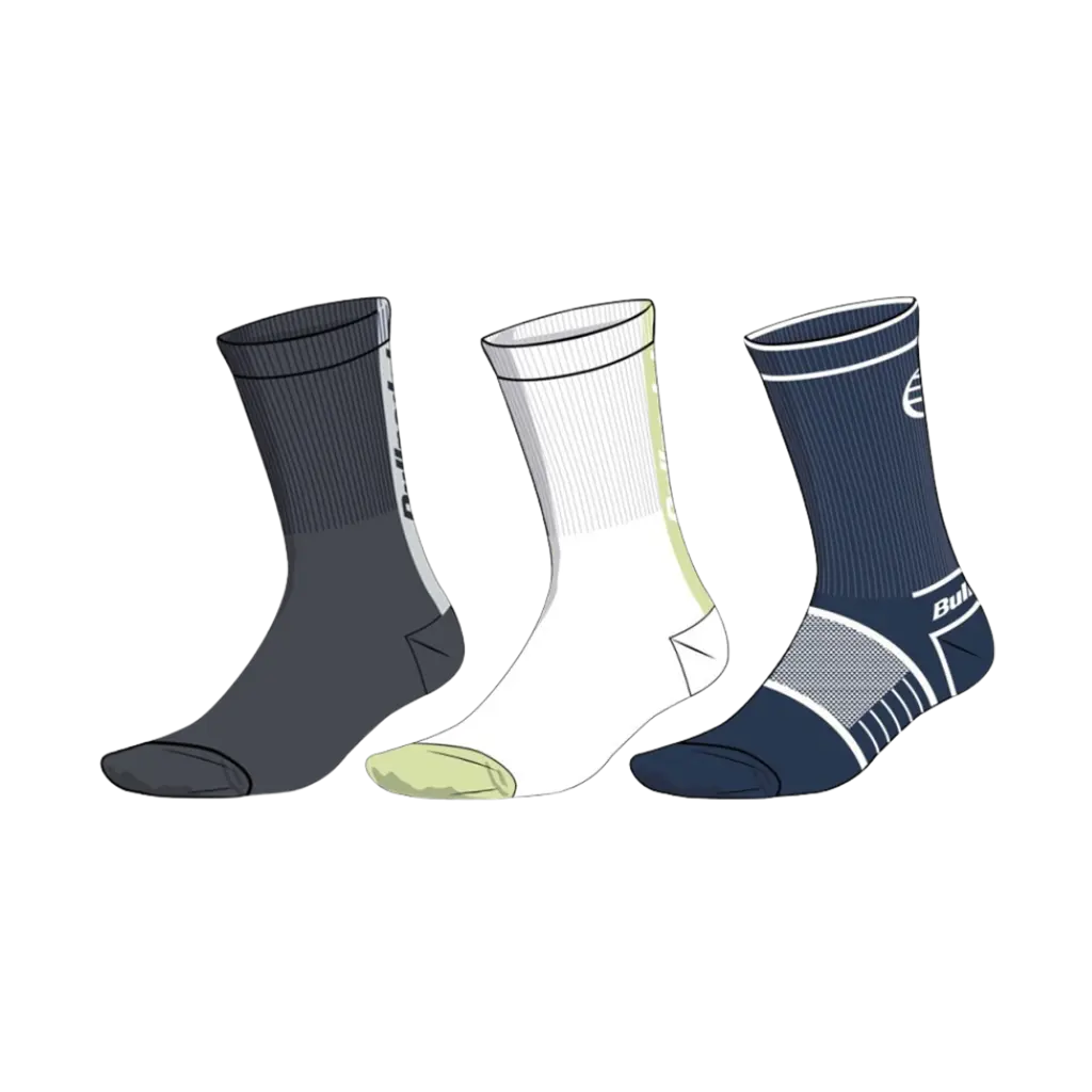 Chaussettes de padel Bullpadel BP255I Pack x3 Blanc/Bleu/Noir