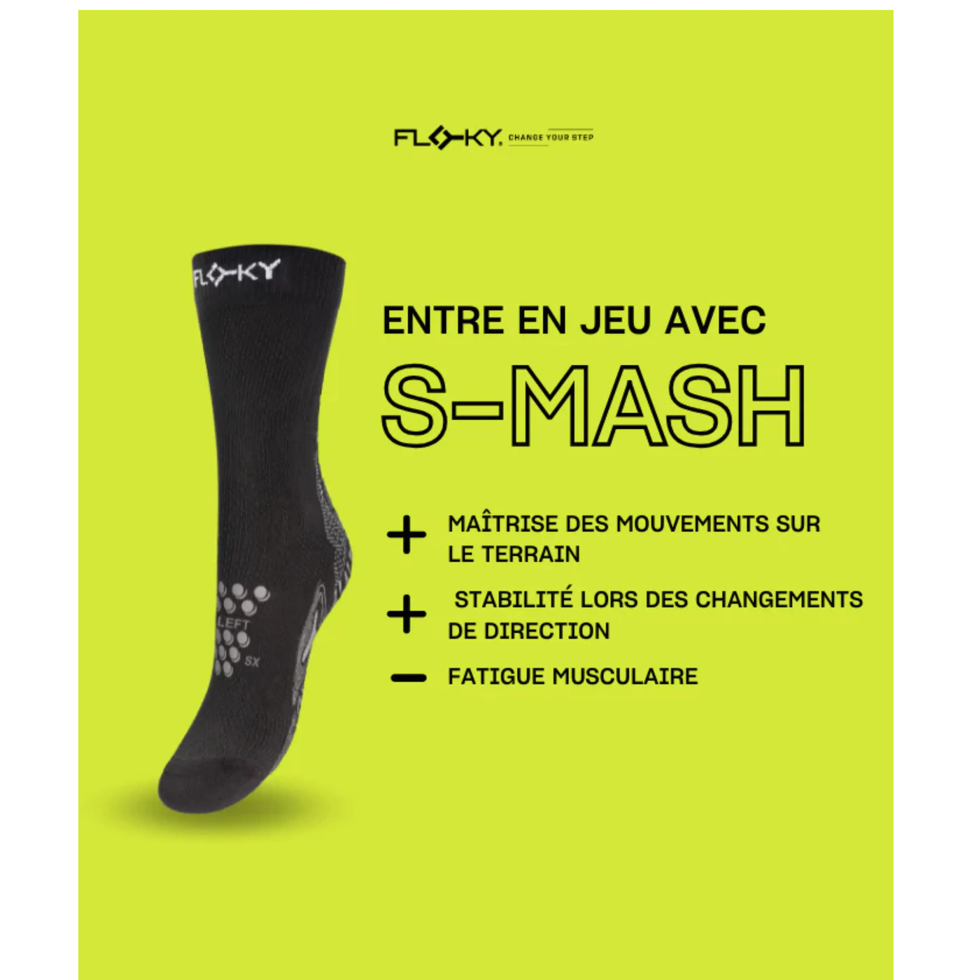 Floky - Chaussette de compression de padel S-MASH 2.0 Noir