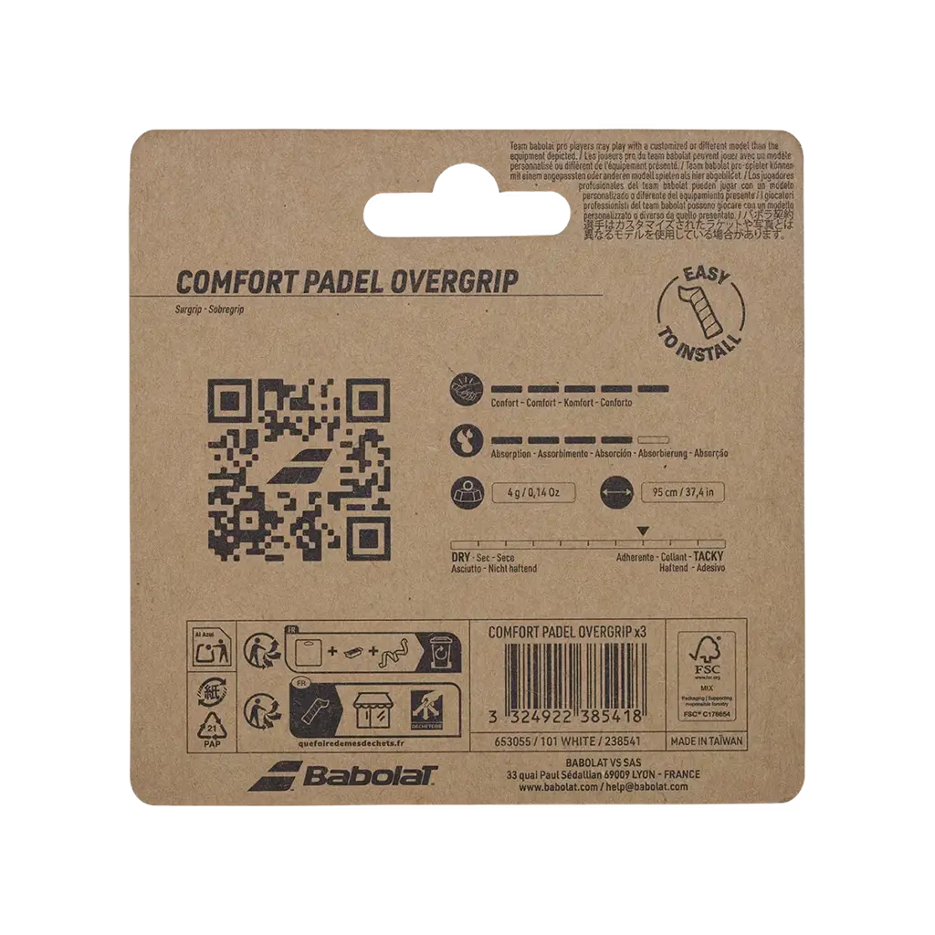 Surgrips de padel Babolat Padel Comfort Blanc x3