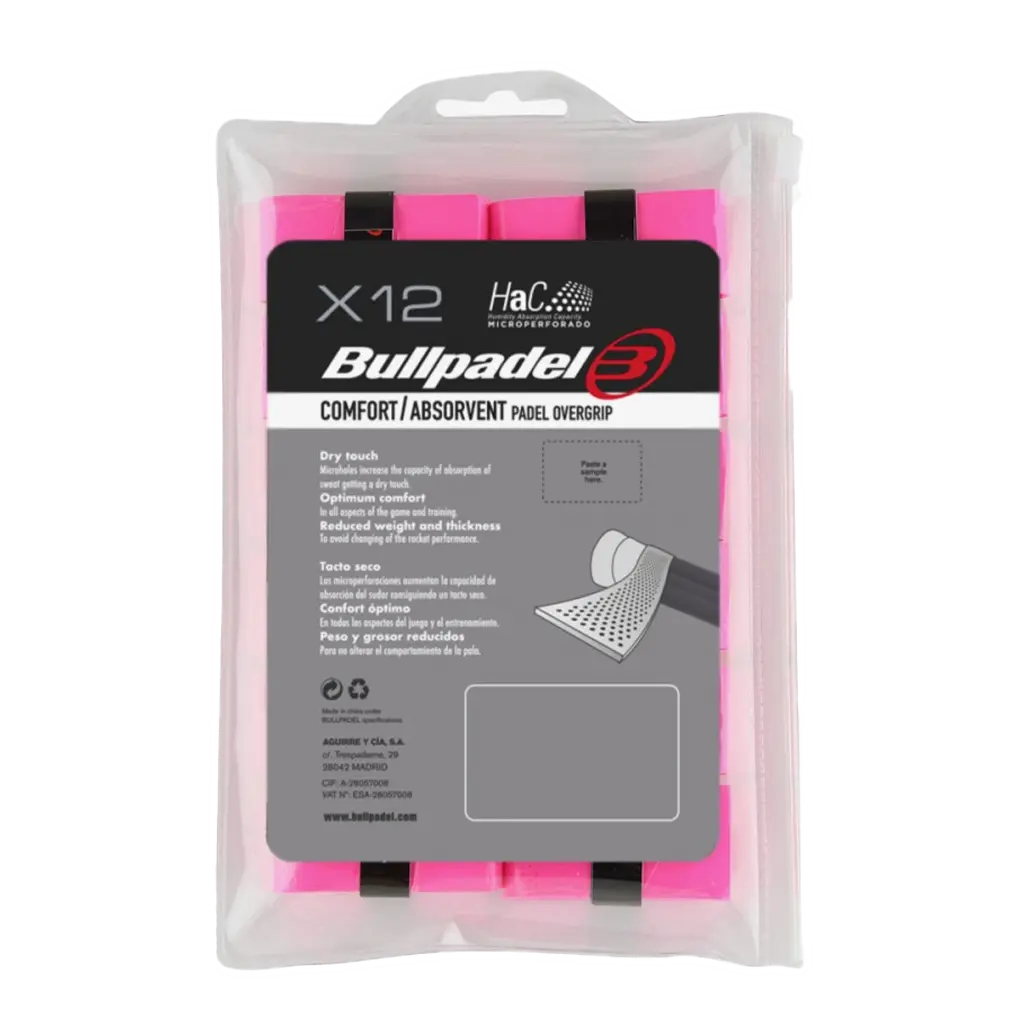 Bullpadel - Pack x12 surgrips Comfort Micro-perforés Rose