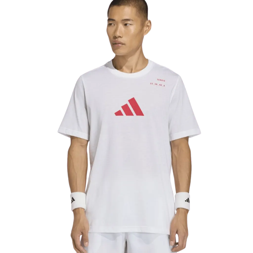 T-Shirt de padel Adidas Cat Blanc Rouge