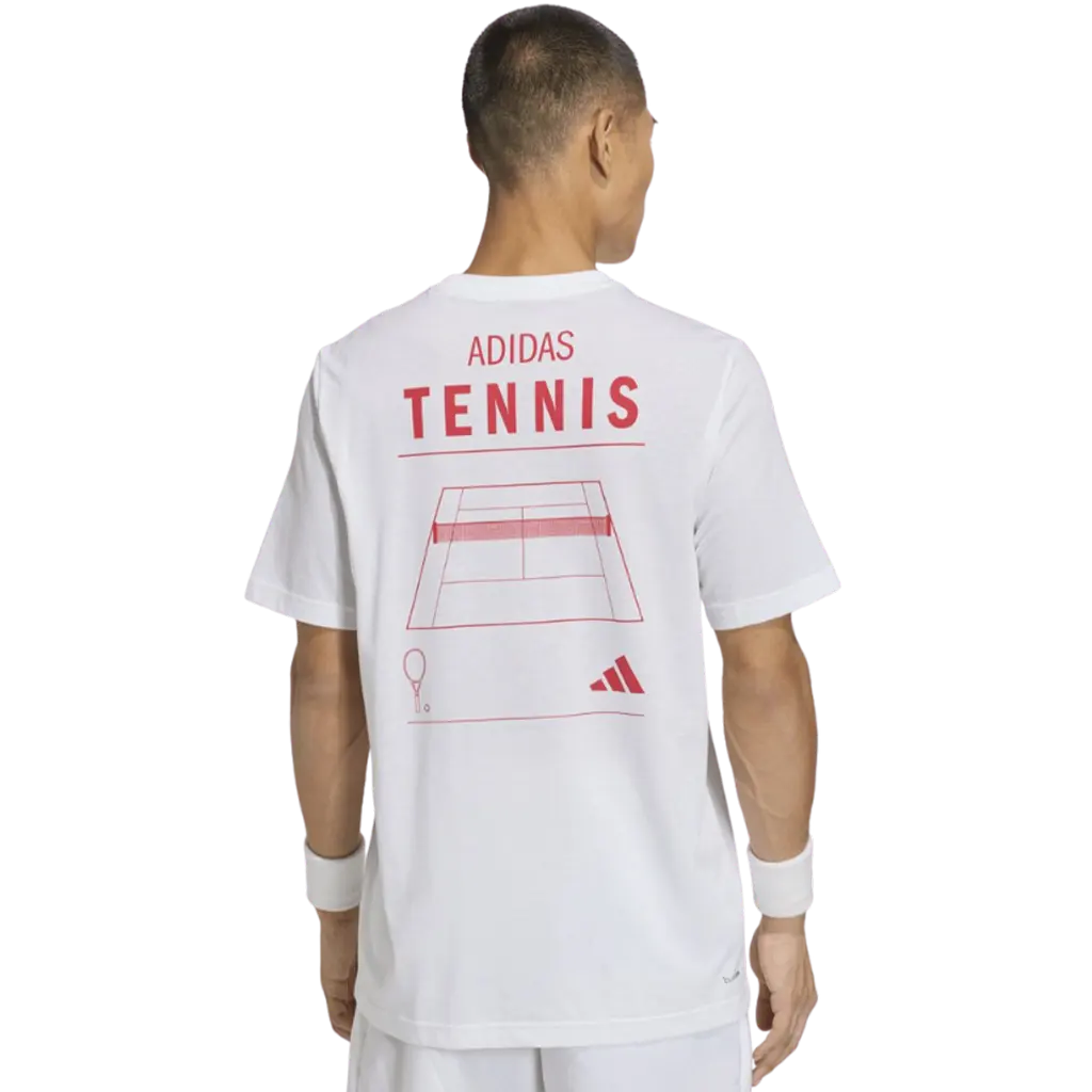 T-Shirt de padel Adidas Cat Blanc Rouge